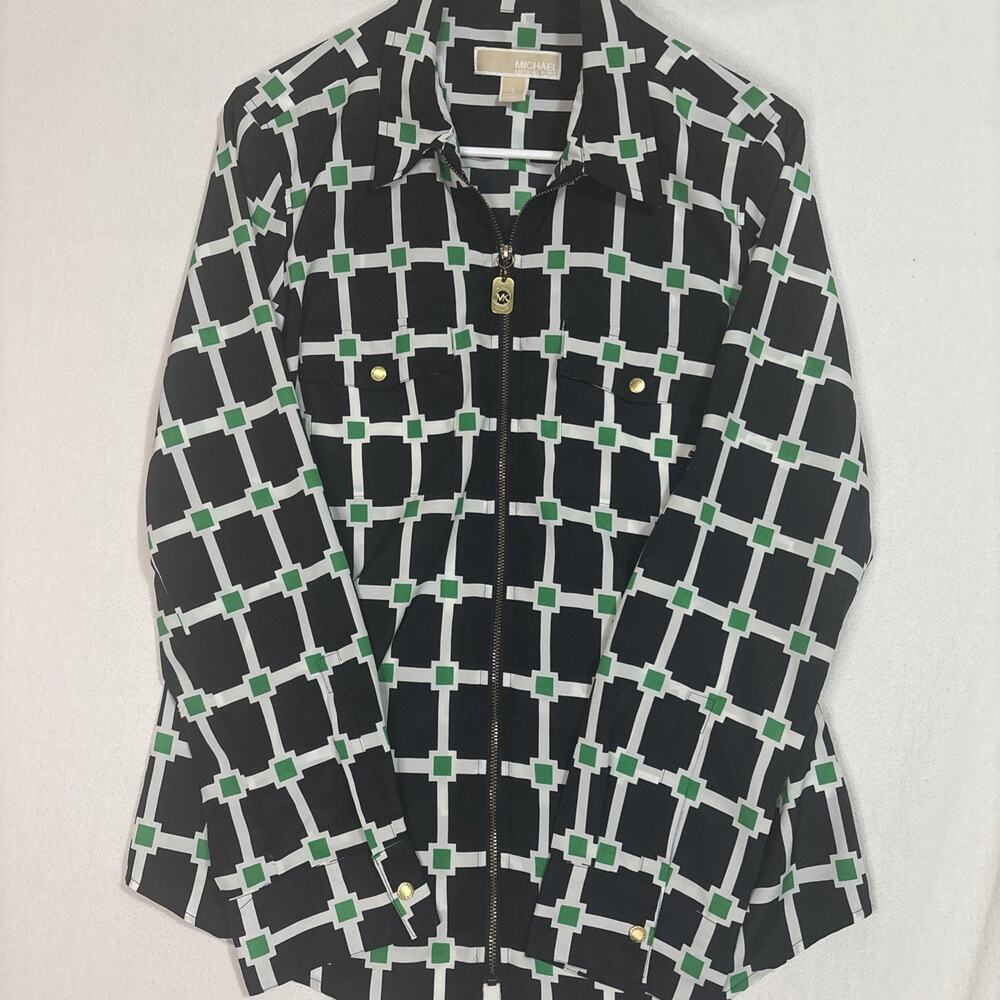 Michael Kors Women's Long Sleeve/Roll Sleeve Zip Front Blouse Or Jacket Sz L